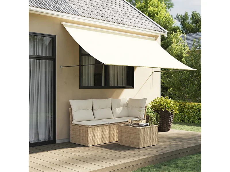 Toldo retrátil 300x150 cm tecido e aço cor creme