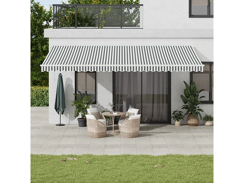 Tenda Retrattile Automatica LED Antracite e Bianco 600x300 cm