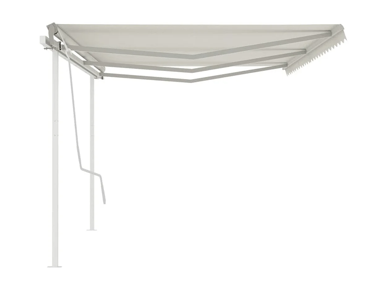 Tenda da Sole Retrattile Manuale con Pali 6x3m Crema