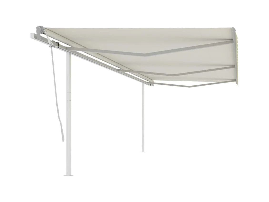 Tenda da Sole Retrattile Manuale con Pali 6x3m Crema