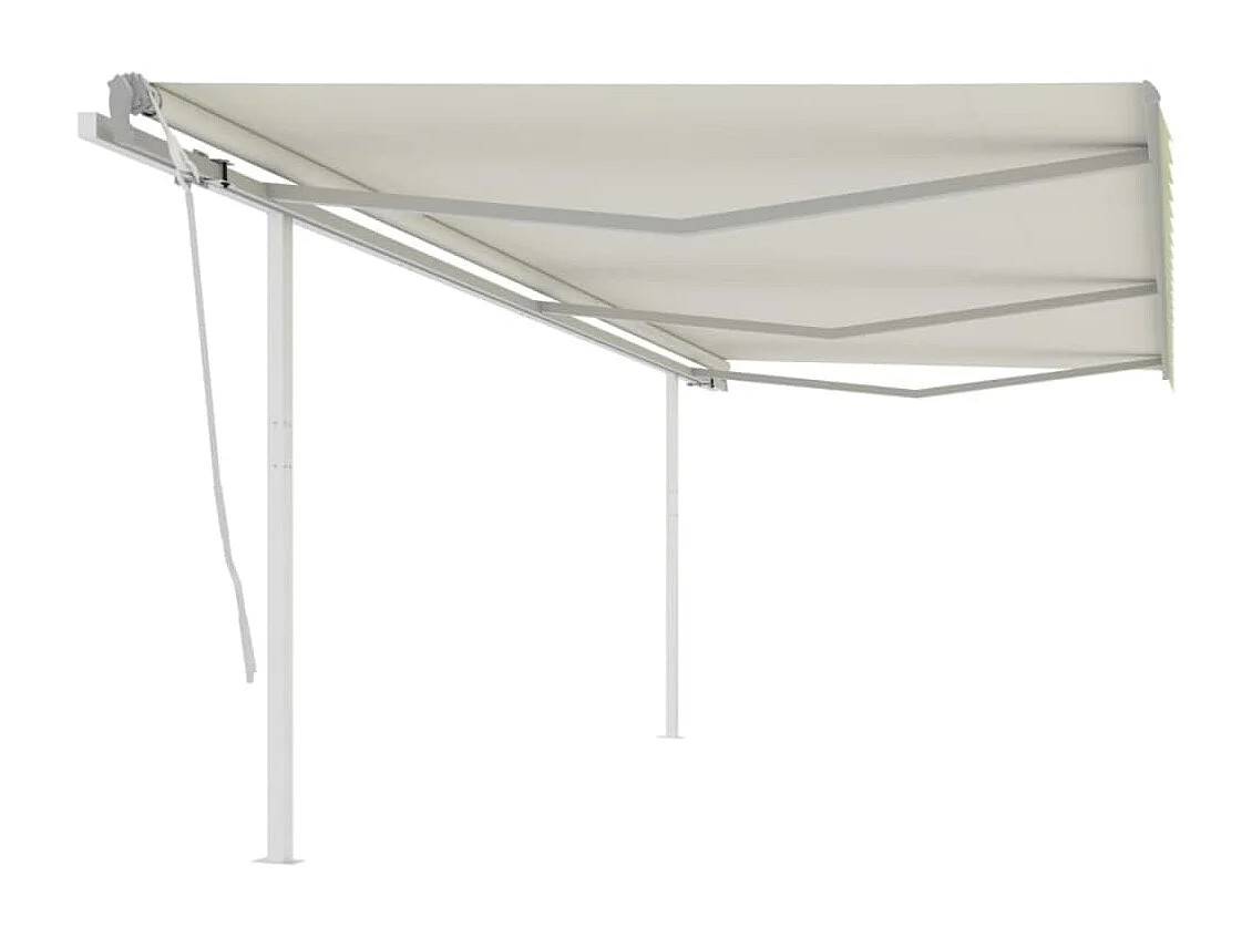 Auvent manuel rétractable avec poteaux 6x3 m Crème