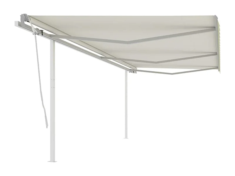 Tenda da Sole Retrattile Manuale con Pali 6x3m Crema
