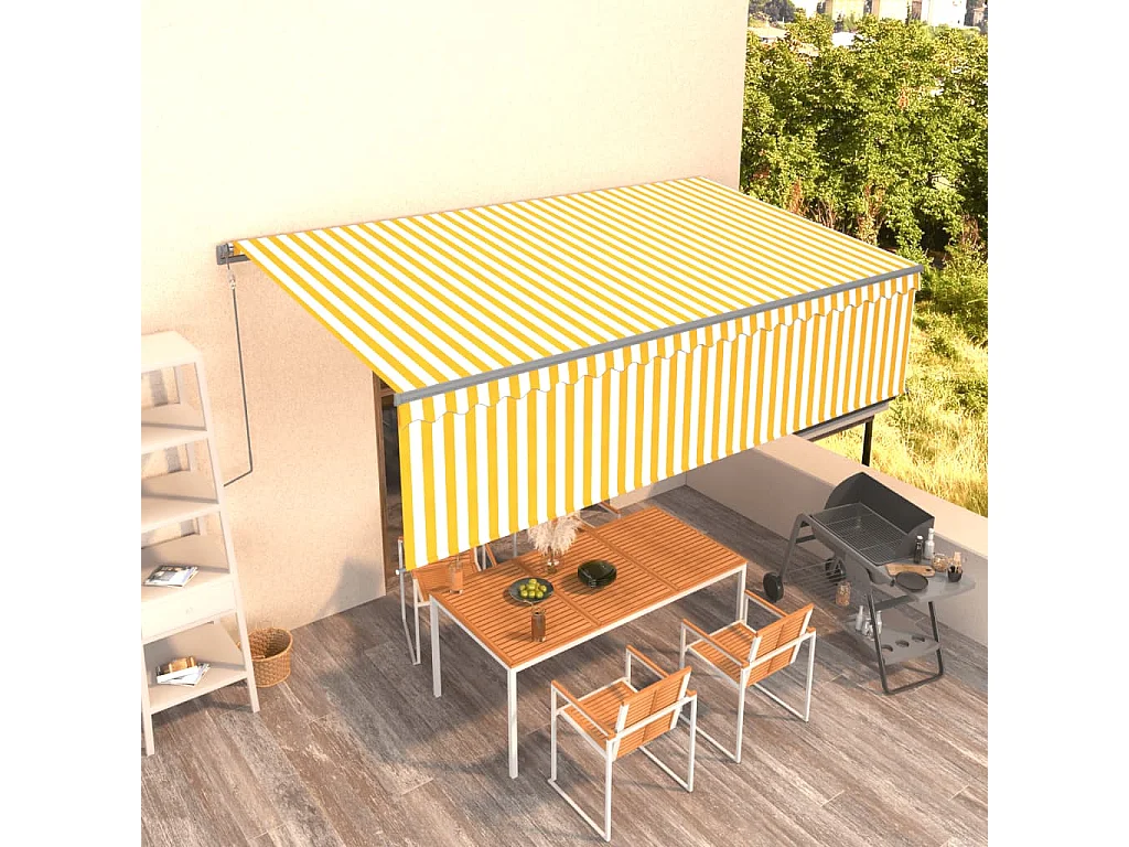 Tenda Retrattile Automatica con Parasole 5x3m Gialla Bianca