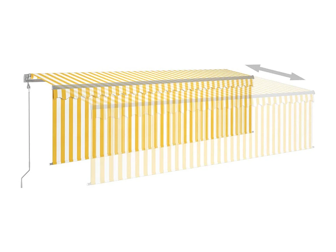 Auvent rétractable automatique avec store 5x3 m Jaune et blanc