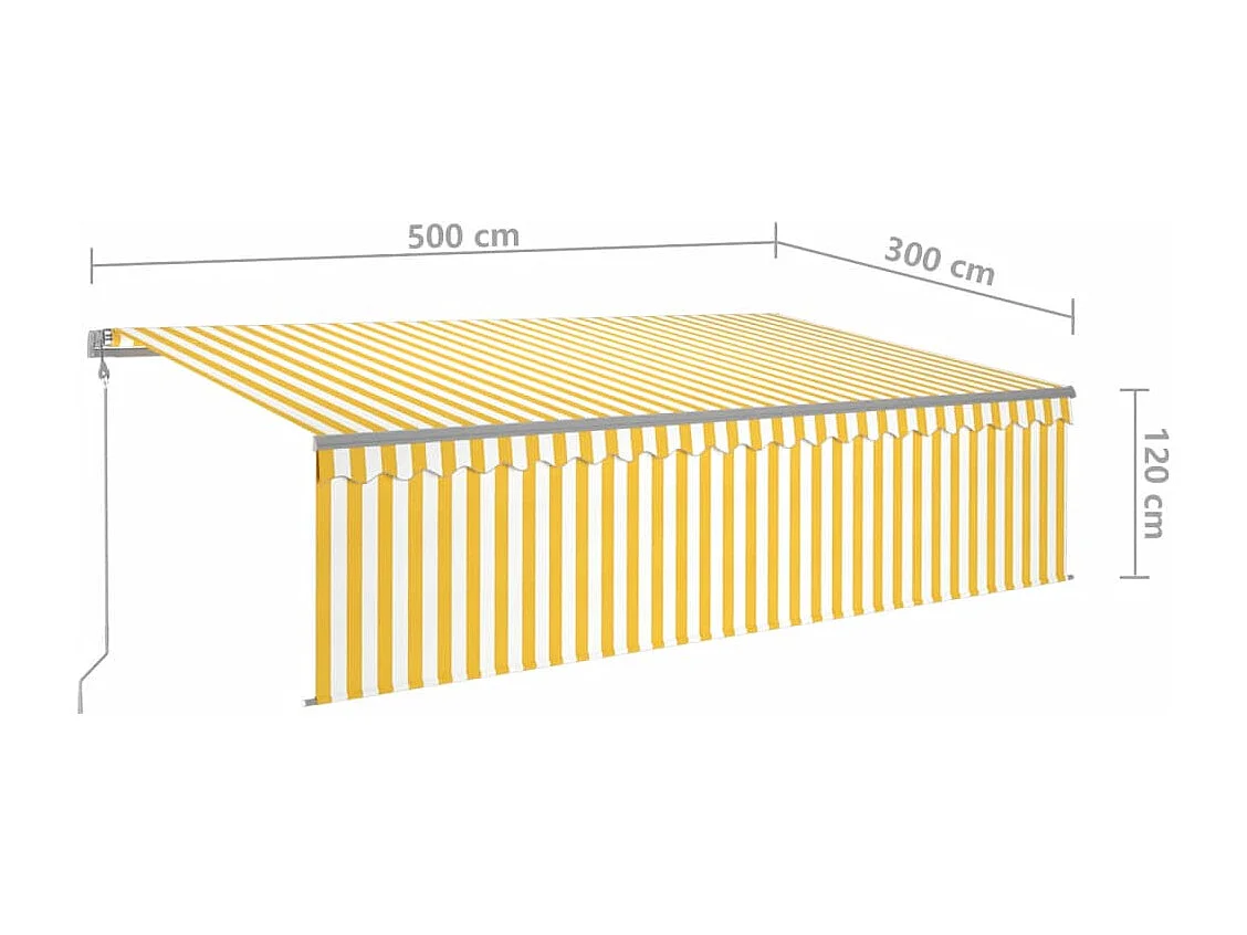 Auvent rétractable automatique avec store 5x3 m Jaune et blanc