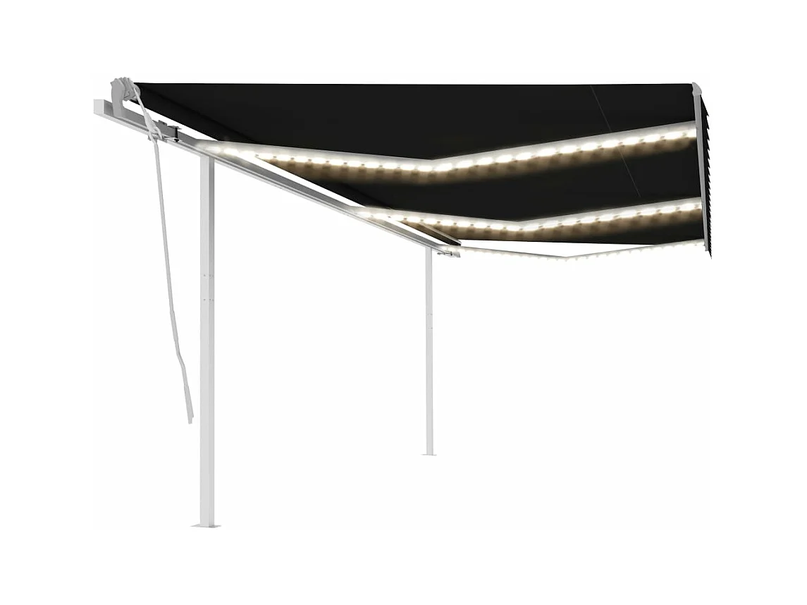 Auvent manuel rétractable avec LED 6x3 m Anthracite