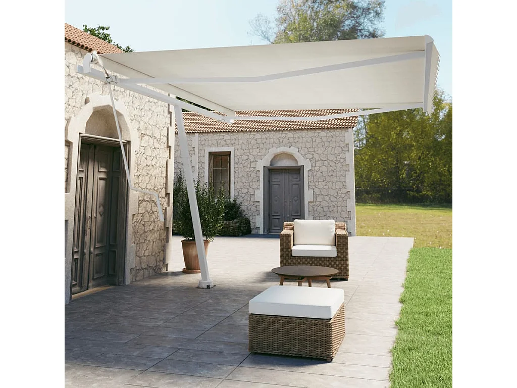 Auvent automatique sur pied 450x350 cm Crème