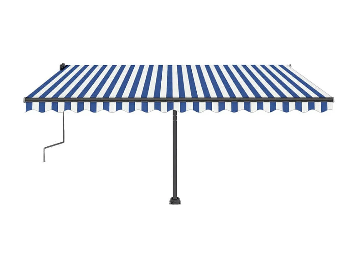 Toldo de pie retráctil manual azul y blanco 450x350 cm