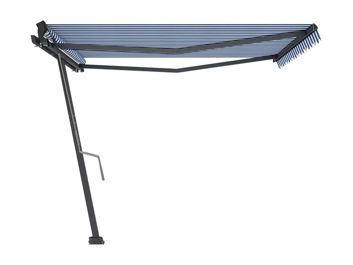 Toldo de pie retráctil manual azul y blanco 450x350 cm