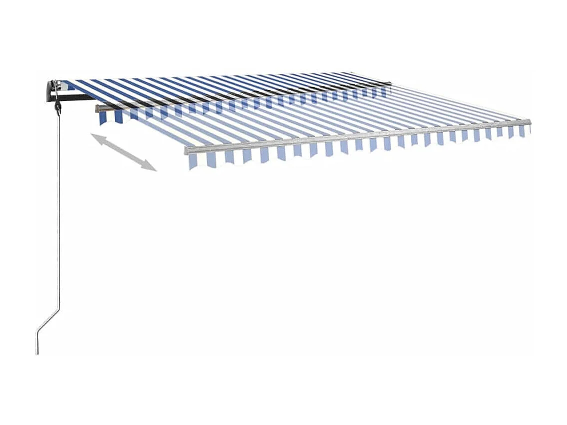 Auvent manuel rétractable sur pied 450x350 cm Bleu/Blanc