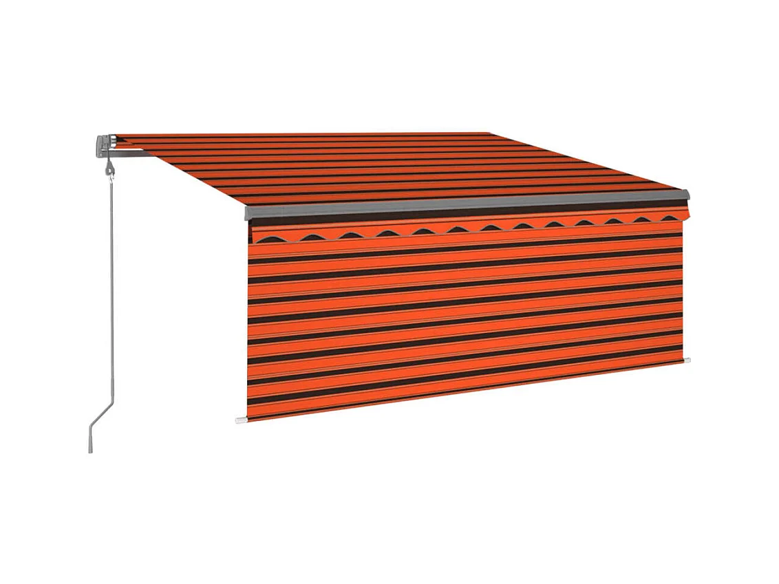 Markise Automatisch Einziehbar mit Volant 3x2,5m Orange & Braun
