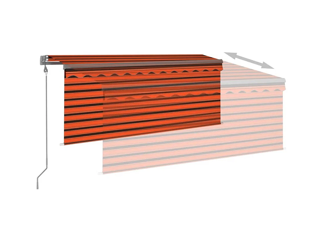 Markise Automatisch Einziehbar mit Volant 3x2,5m Orange & Braun