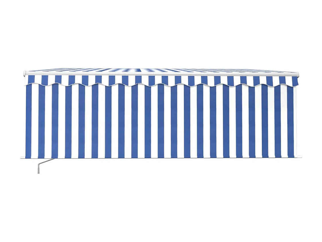 Toldo retrátil manual com estore/LED 4,5x3 m azul e branco