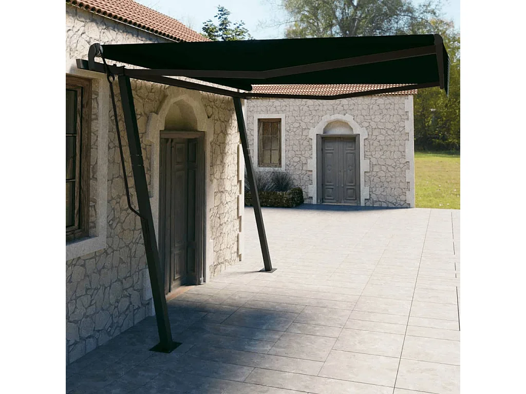 VidaXL Tenda da Sole Retrattile Manuale con LED 4x3,5 m Antracite