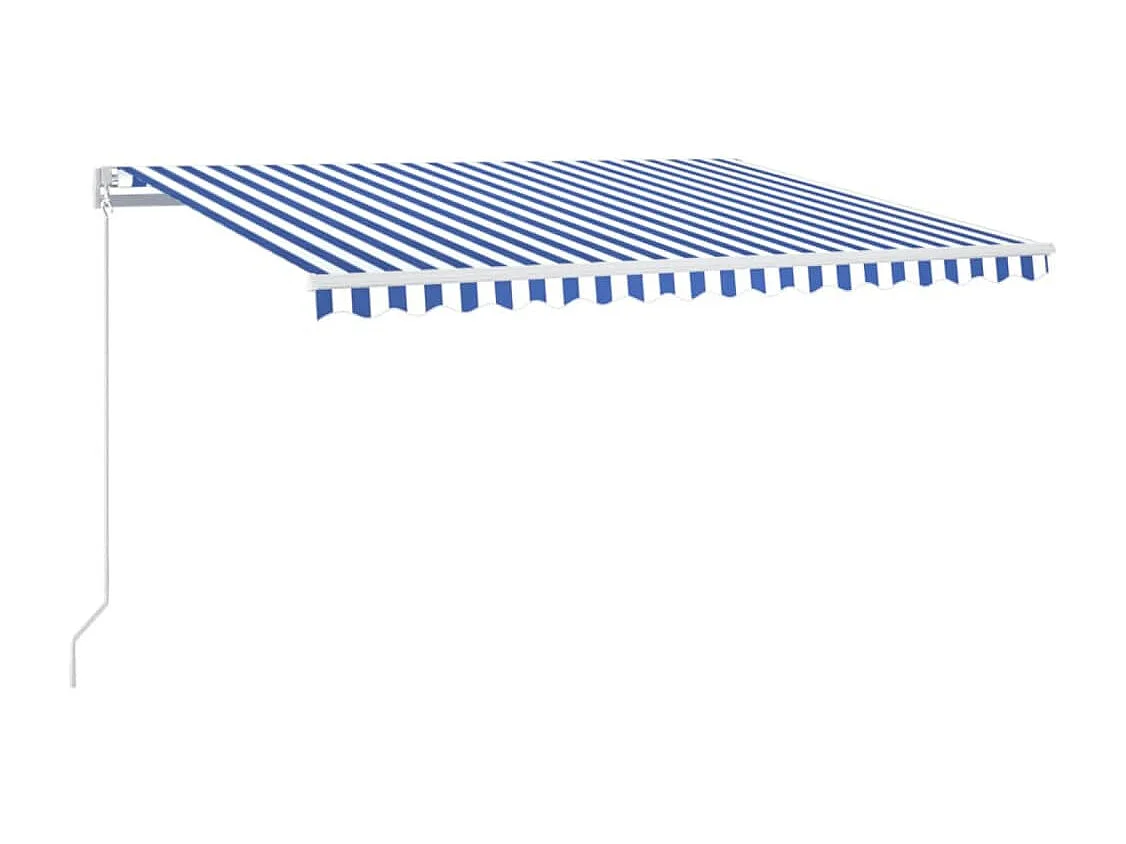 Markise Manuell Einziehbar mit LED 400x300 cm Blau und Weiß
