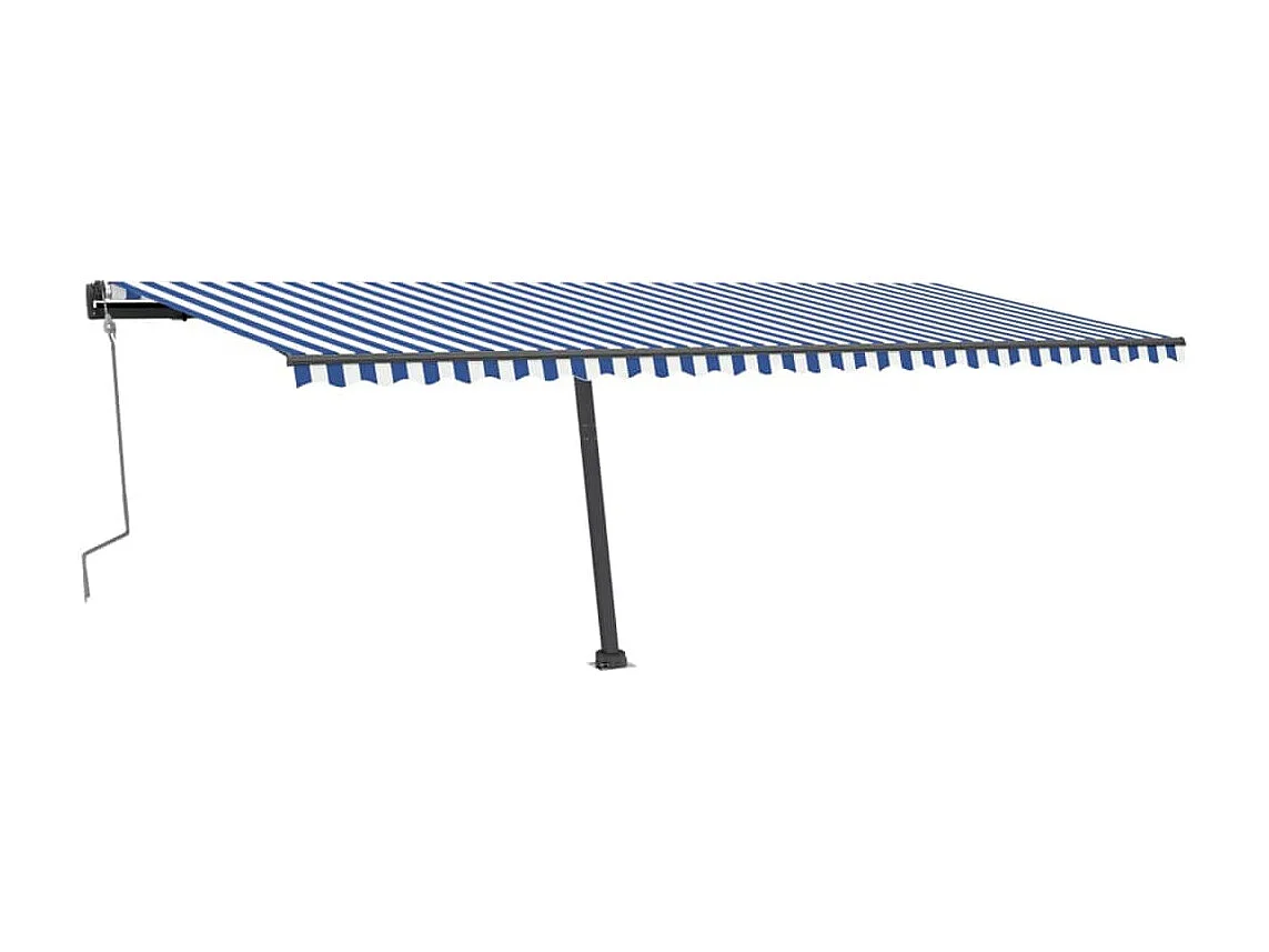 Toldo retrátil manual com LED 600x300 cm azul e branco