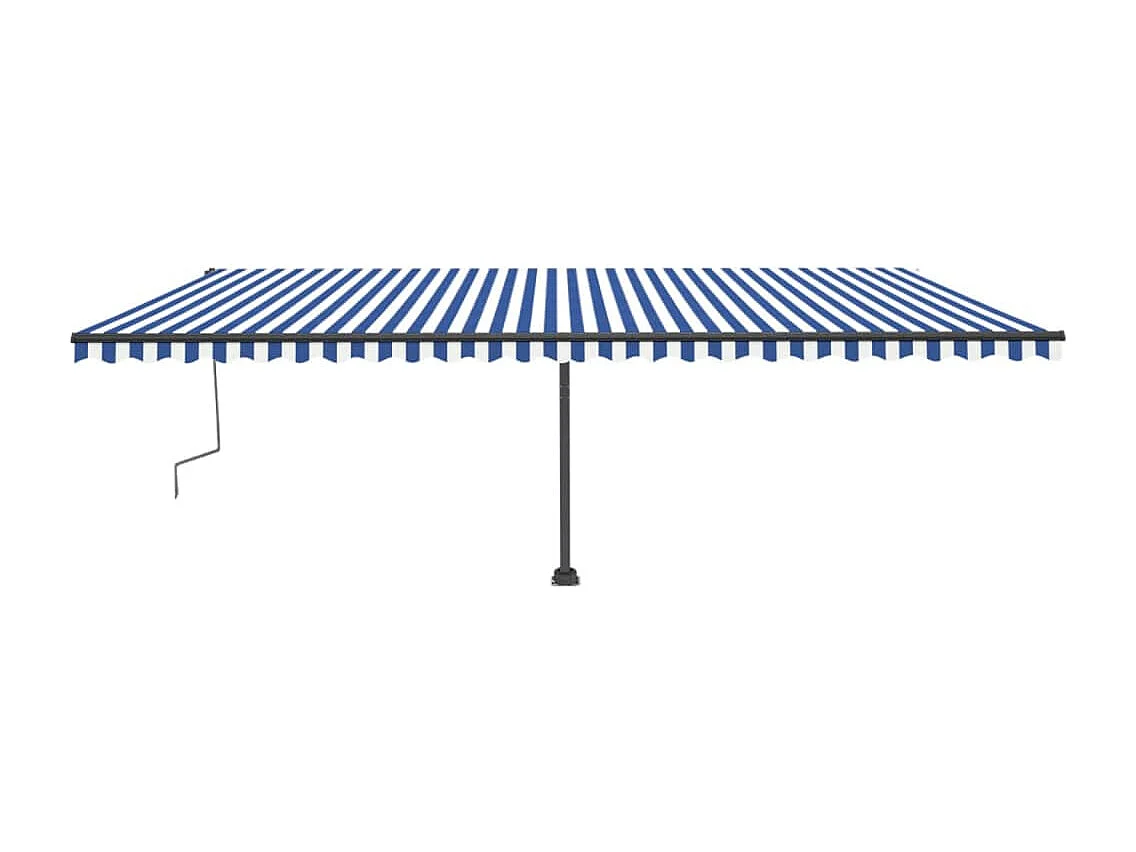 Toldo retráctil manual con luz LED azul y blanco 600x300 cm