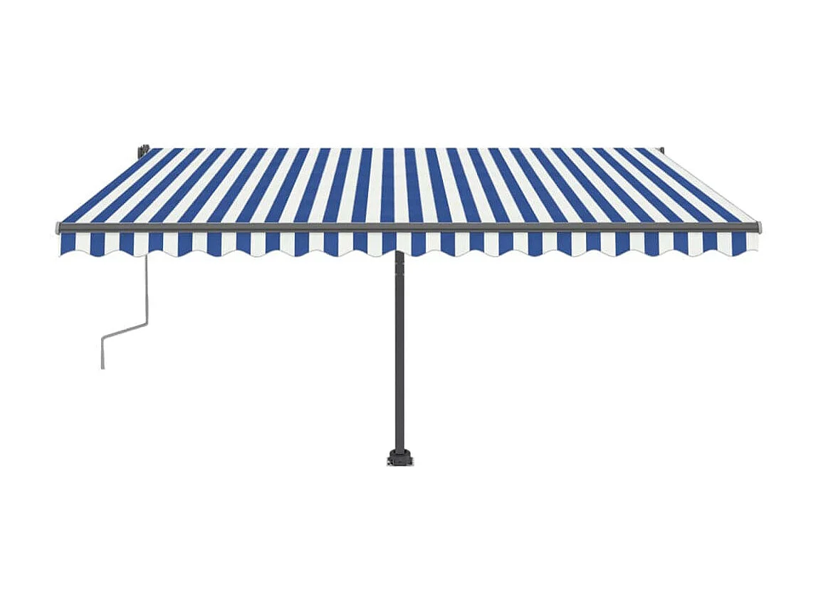 Toldo retrátil manual com LED 400x300 cm azul e branco