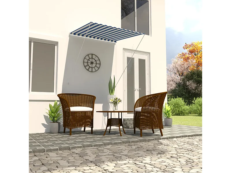 Tenda da Sole Retrattile 100x150 cm Blu e Bianco