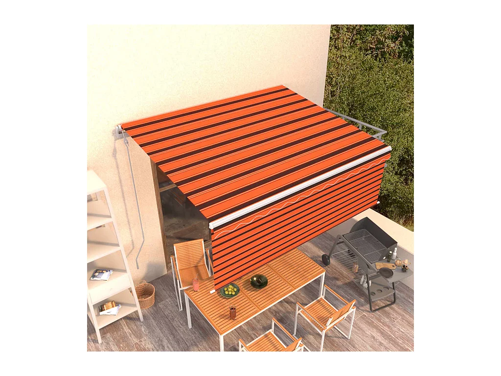 Tenda da Sole Retrattile Automatica 4,5x3m Arancione e Marrone