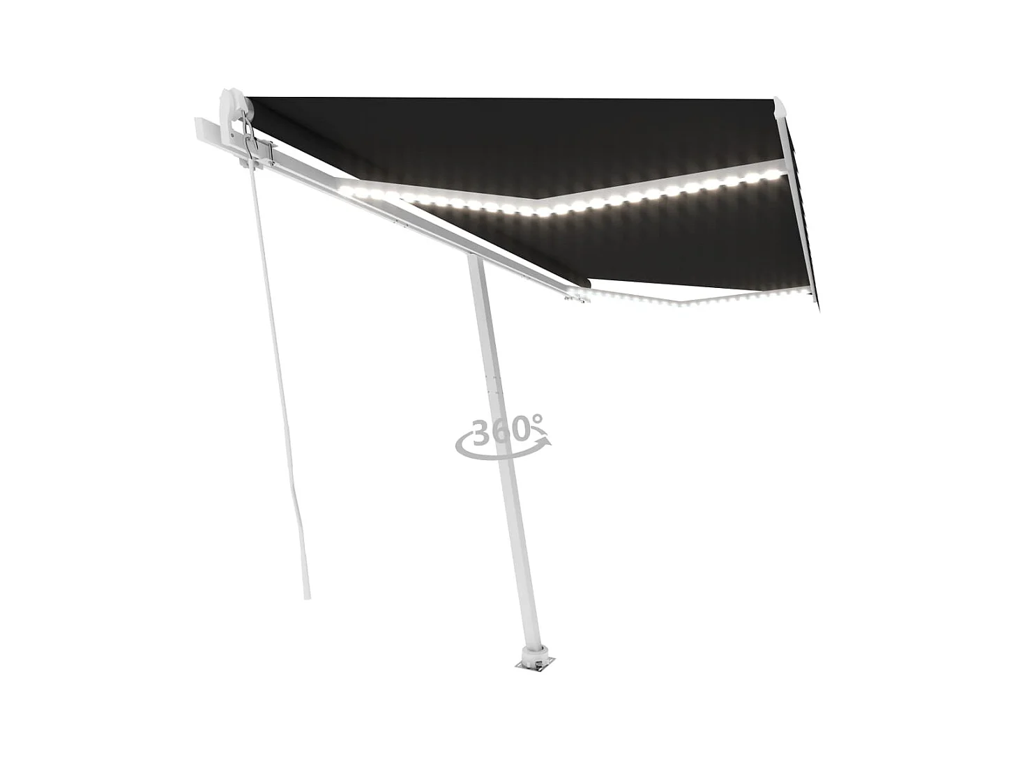 Toldo retráctil manual con LED gris antracita 450x300 cm