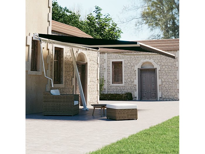 Tenda Da Sole Retrattile Manuale VidaXL – 4x3 Metri – Con Pali – Antracite – Tessuto UV E Idrorepellente