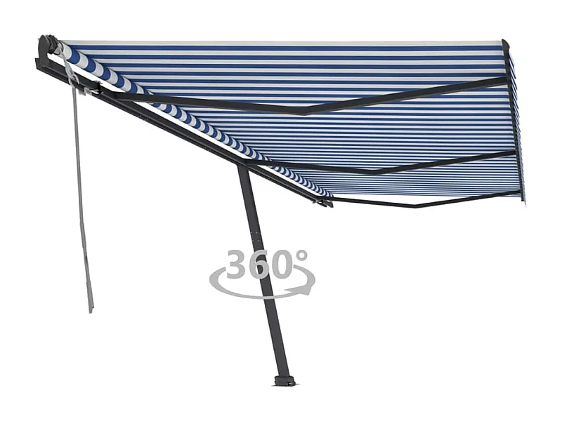 Tenda da Sole Autoportante Manuale 600x300 cm Blu Bianca