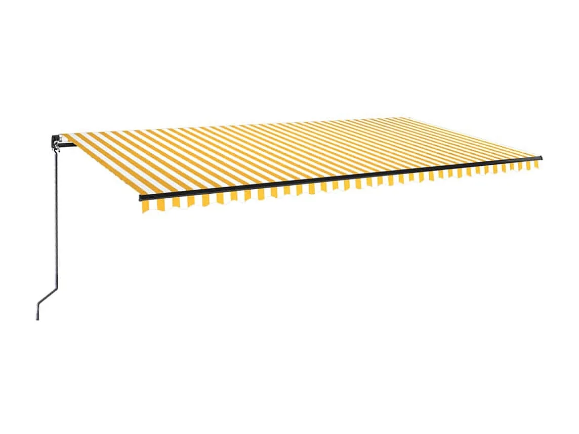 Markise Manuell Einziehbar mit LED 600x350 cm Gelb & Weiß