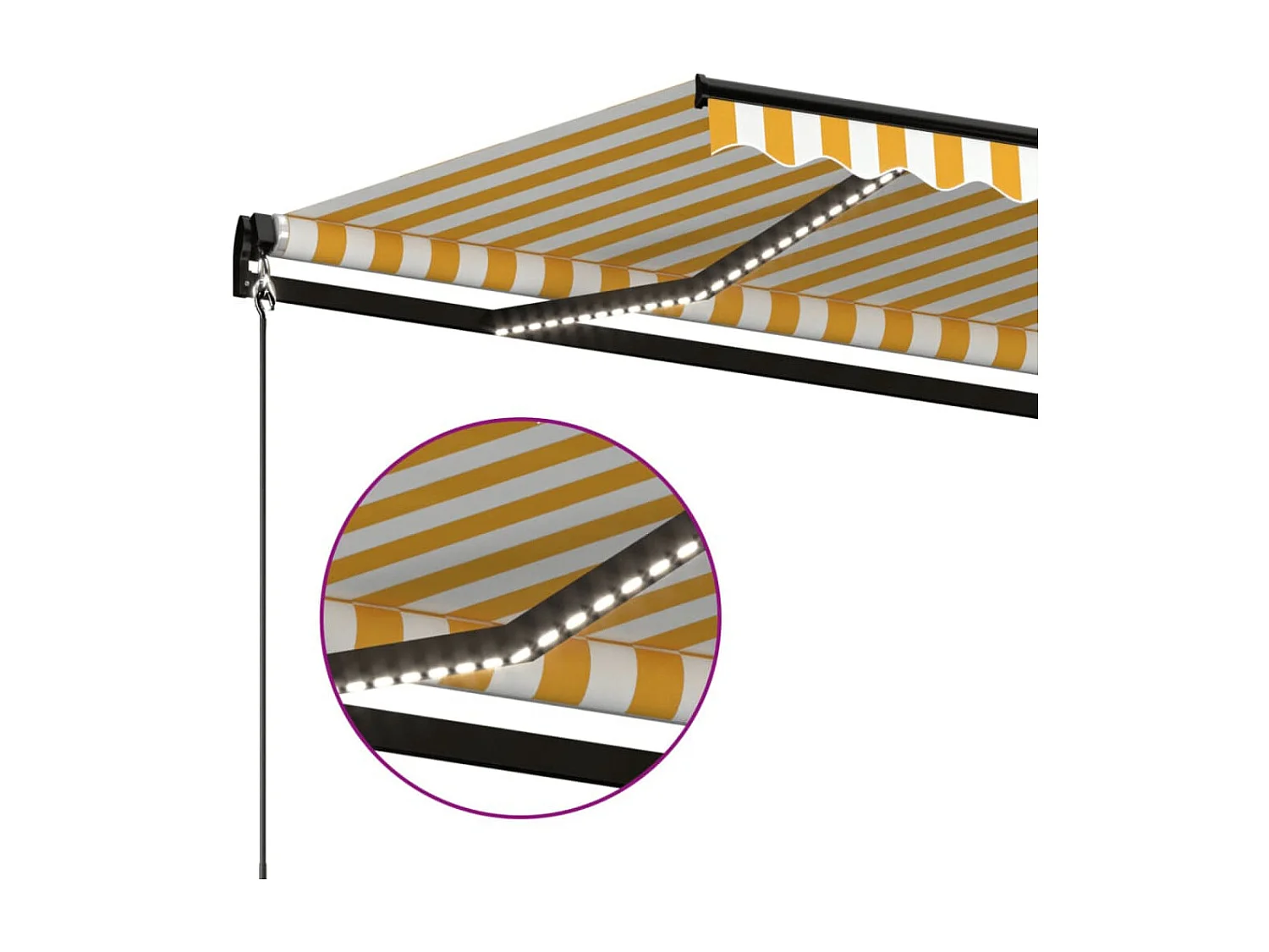 Markise Manuell Einziehbar mit LED 600x350 cm Gelb & Weiß