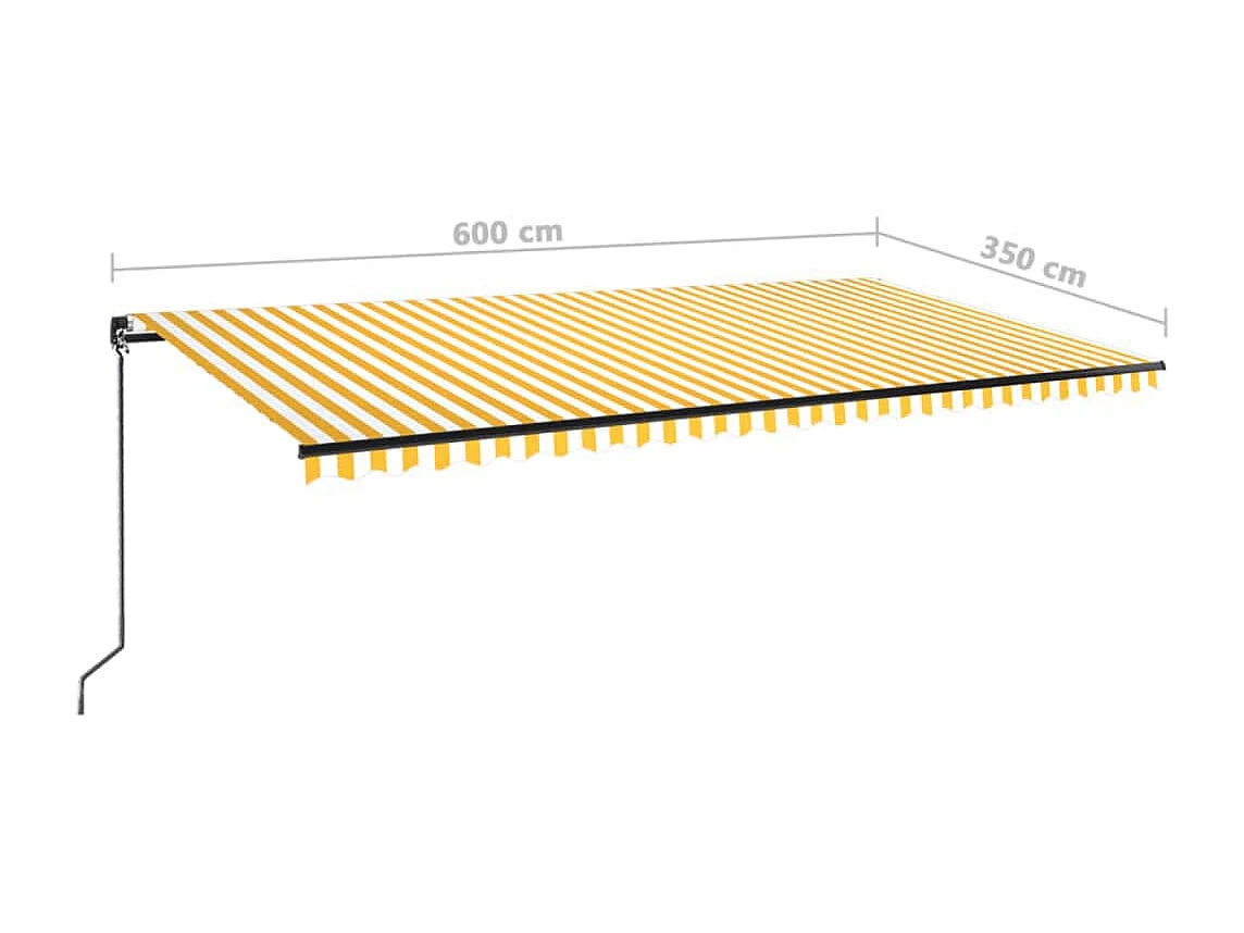Markise Manuell Einziehbar mit LED 600x350 cm Gelb & Weiß