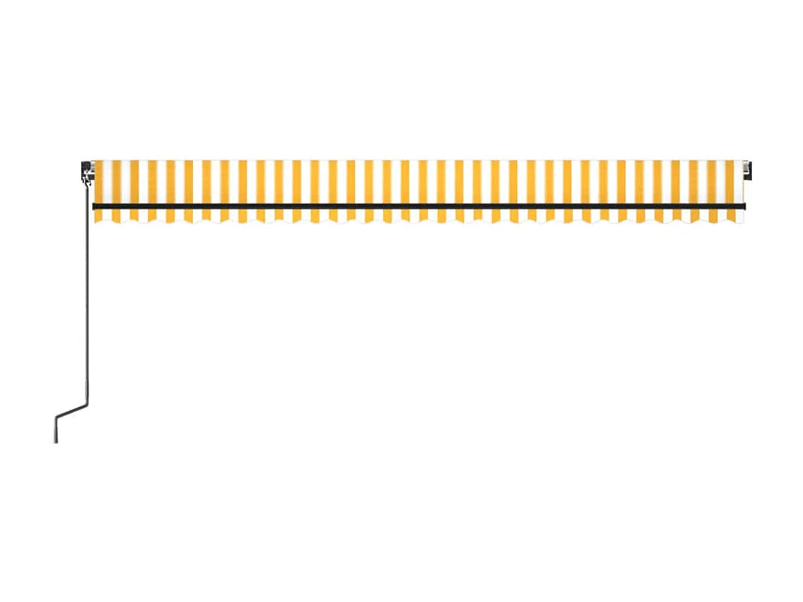 Toldo retrátil manual com LED 600x350 cm amarelo e branco