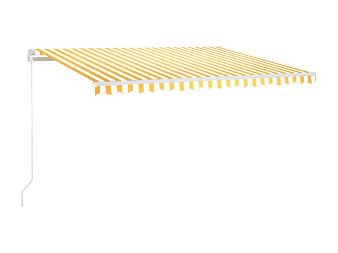 Toldo retrátil manual com LED 450x300 cm amarelo e branco