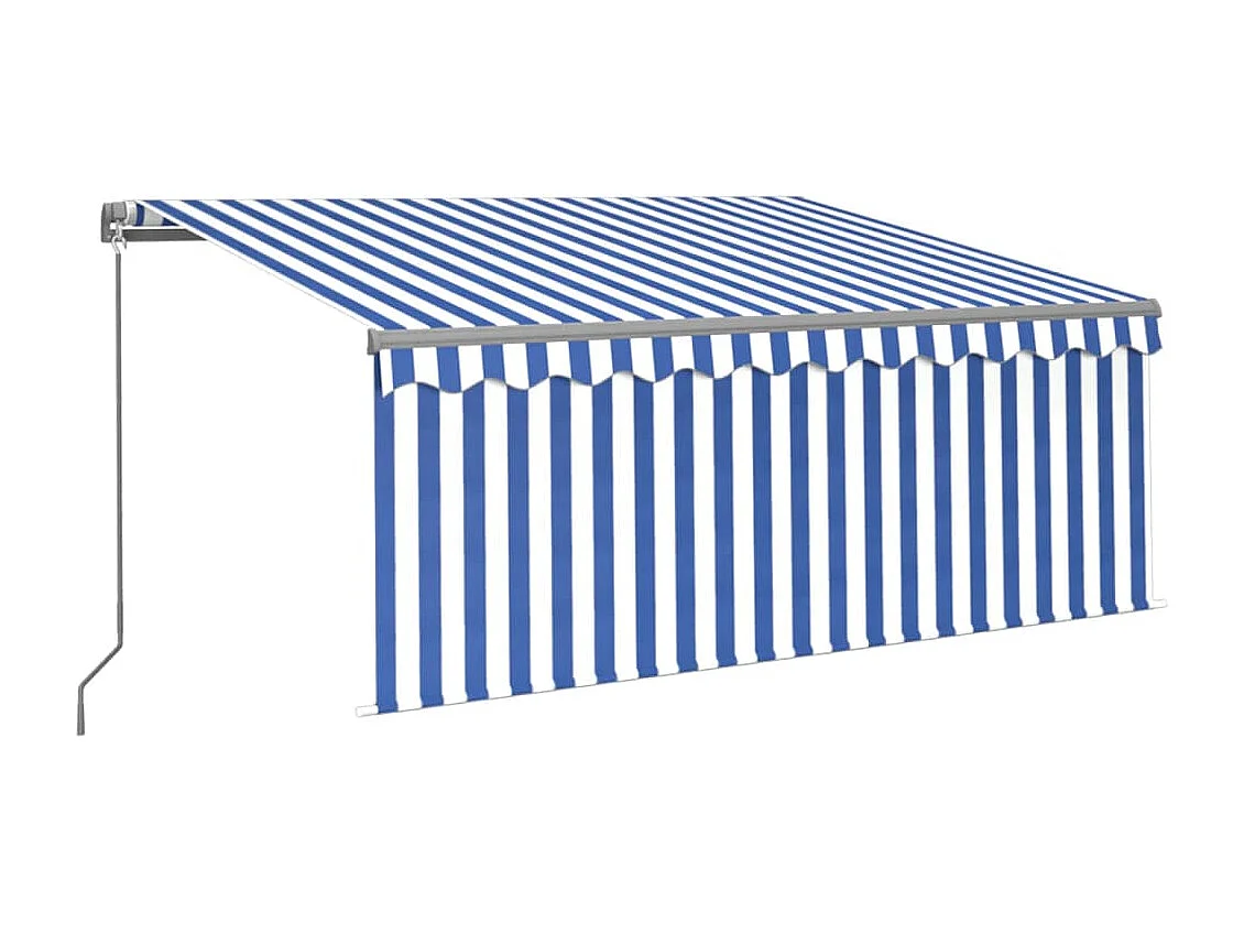 Auvent rétractable manuel avec store LED 3,5x2,5m Bleu et blanc
