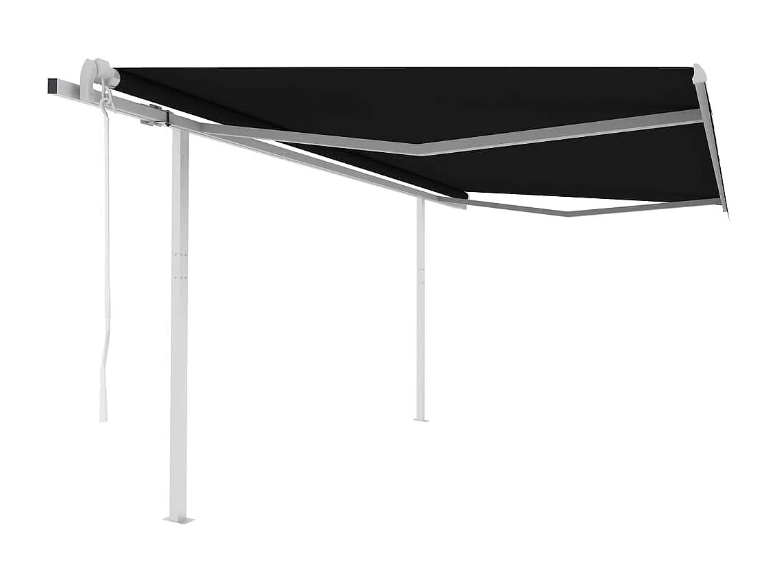 Toldo retráctil automático con postes gris antracita 4x3 m