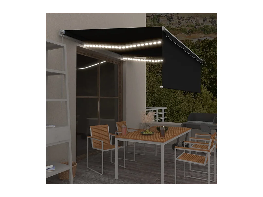Tenda da Sole Retrattile Manuale con LED 4x3 m Antracite