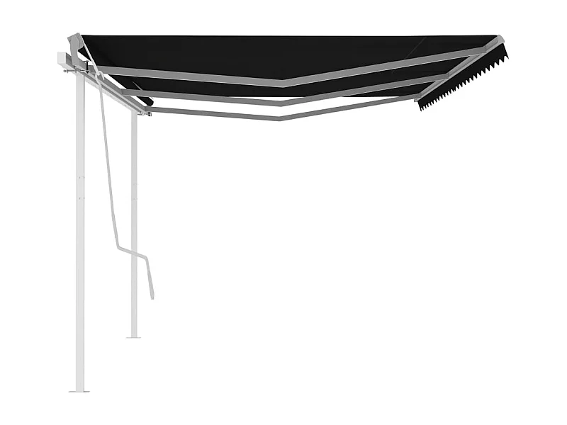 Auvent manuel rétractable avec poteaux 6x3 m Anthracite