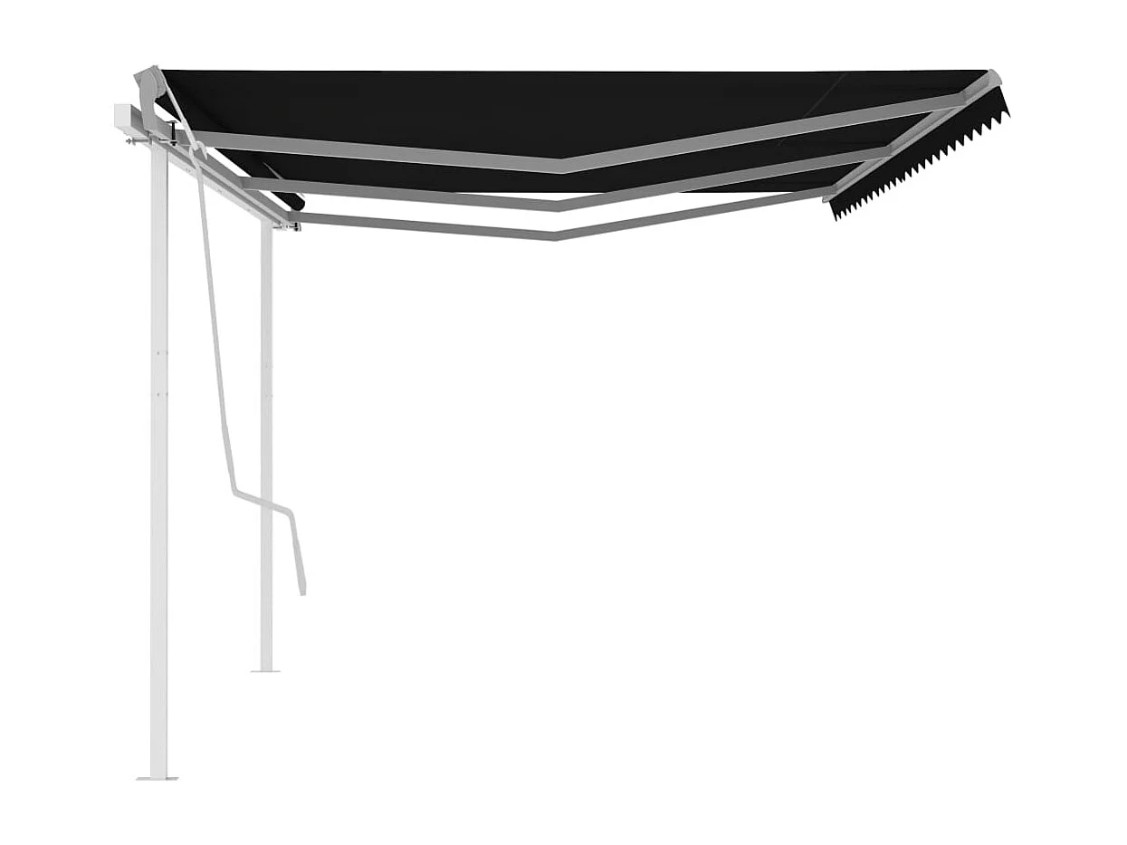 Toldo retrátil manual com postes 6x3 m antracite