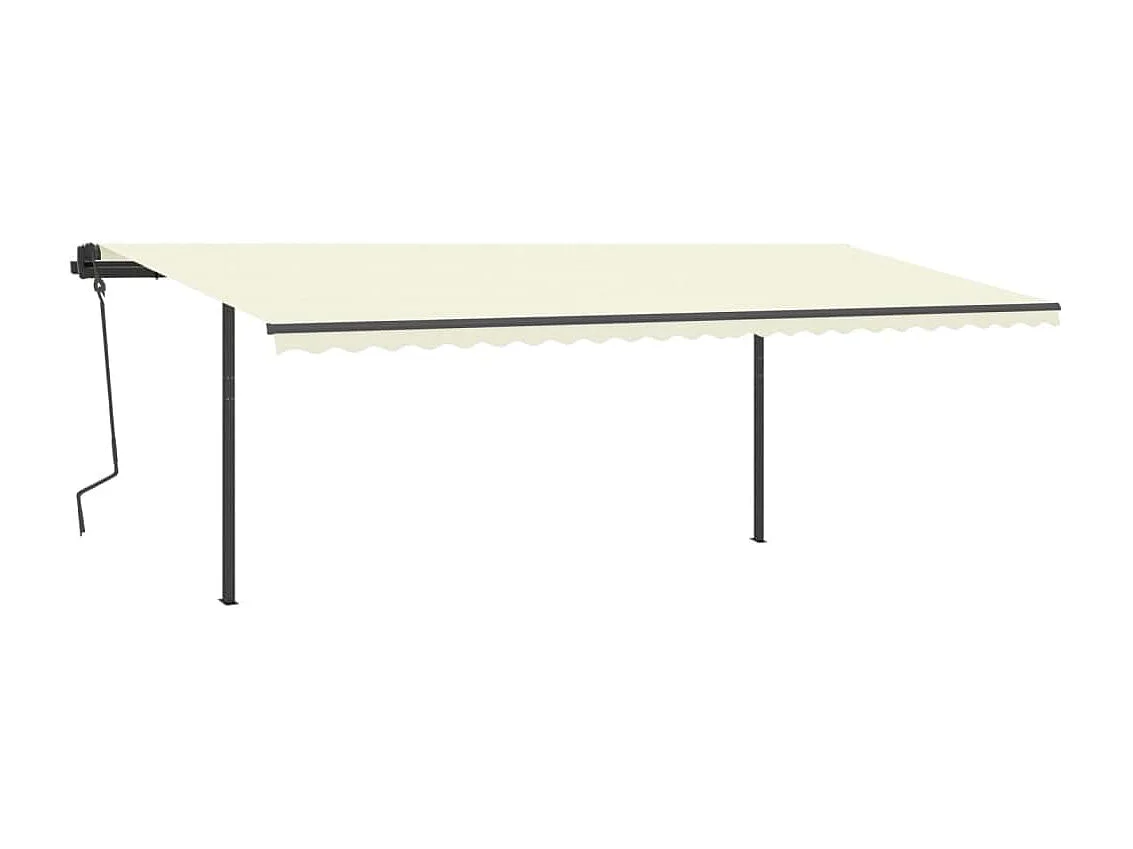 Markise Manuell Einziehbar mit Pfosten 6x3 m Creme