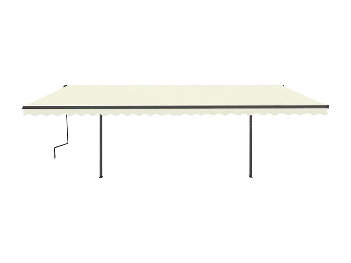 Markise Manuell Einziehbar mit Pfosten 6x3 m Creme