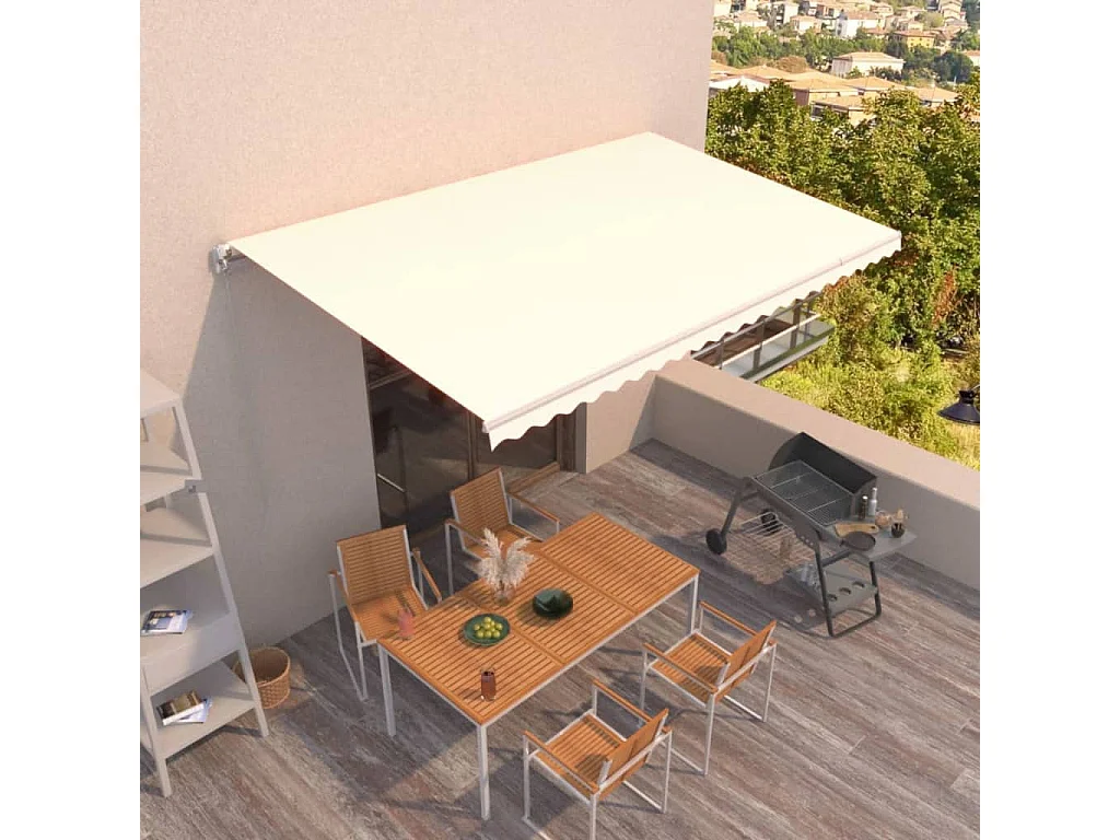 Toldo retráctil manual color crema 500x300 cm