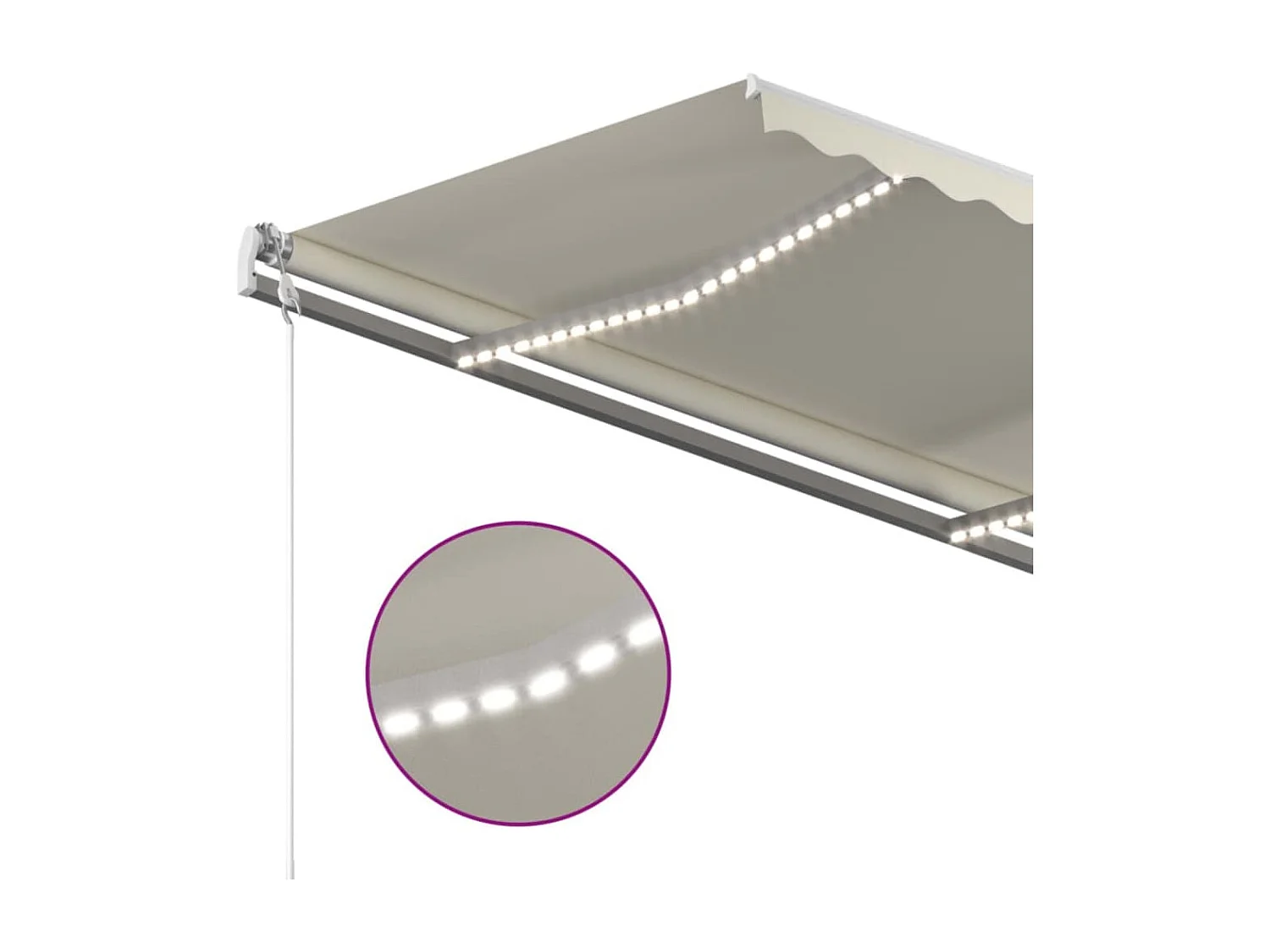 Auvent manuel rétractable avec LED 450x300 cm Crème