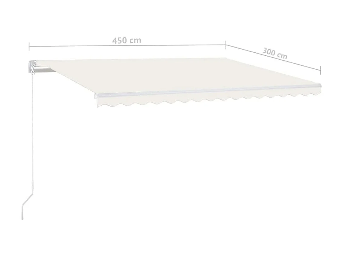 Auvent manuel rétractable avec LED 450x300 cm Crème