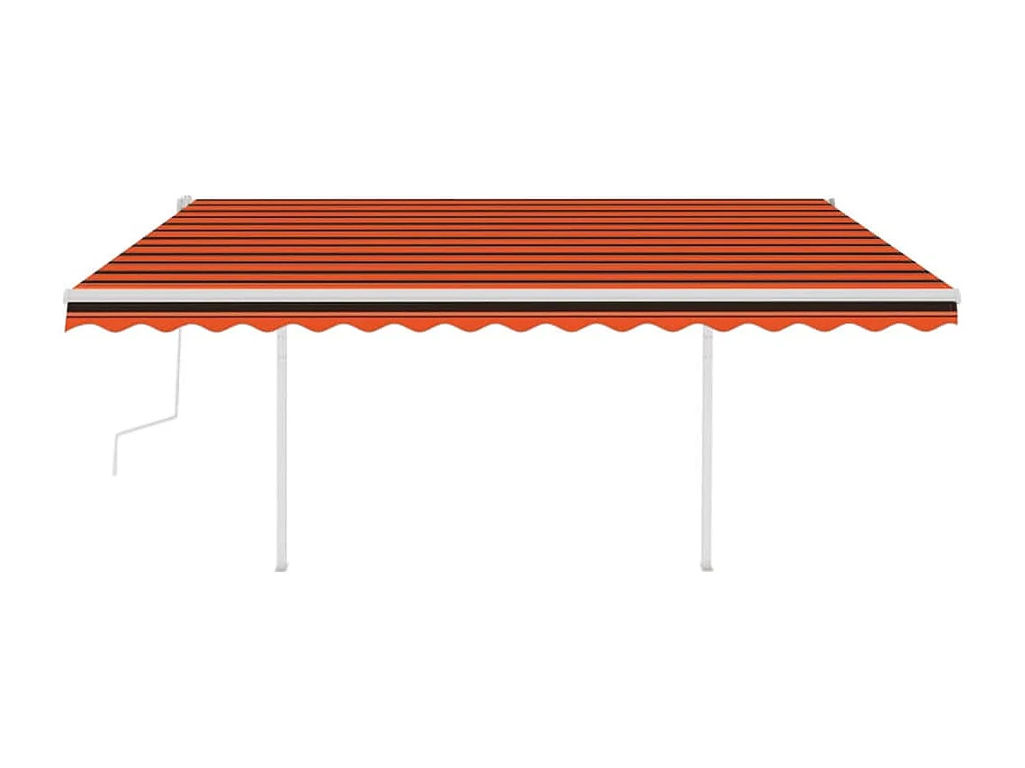 Toldo manual retráctil con luz LED naranja y marrón 4x3 m