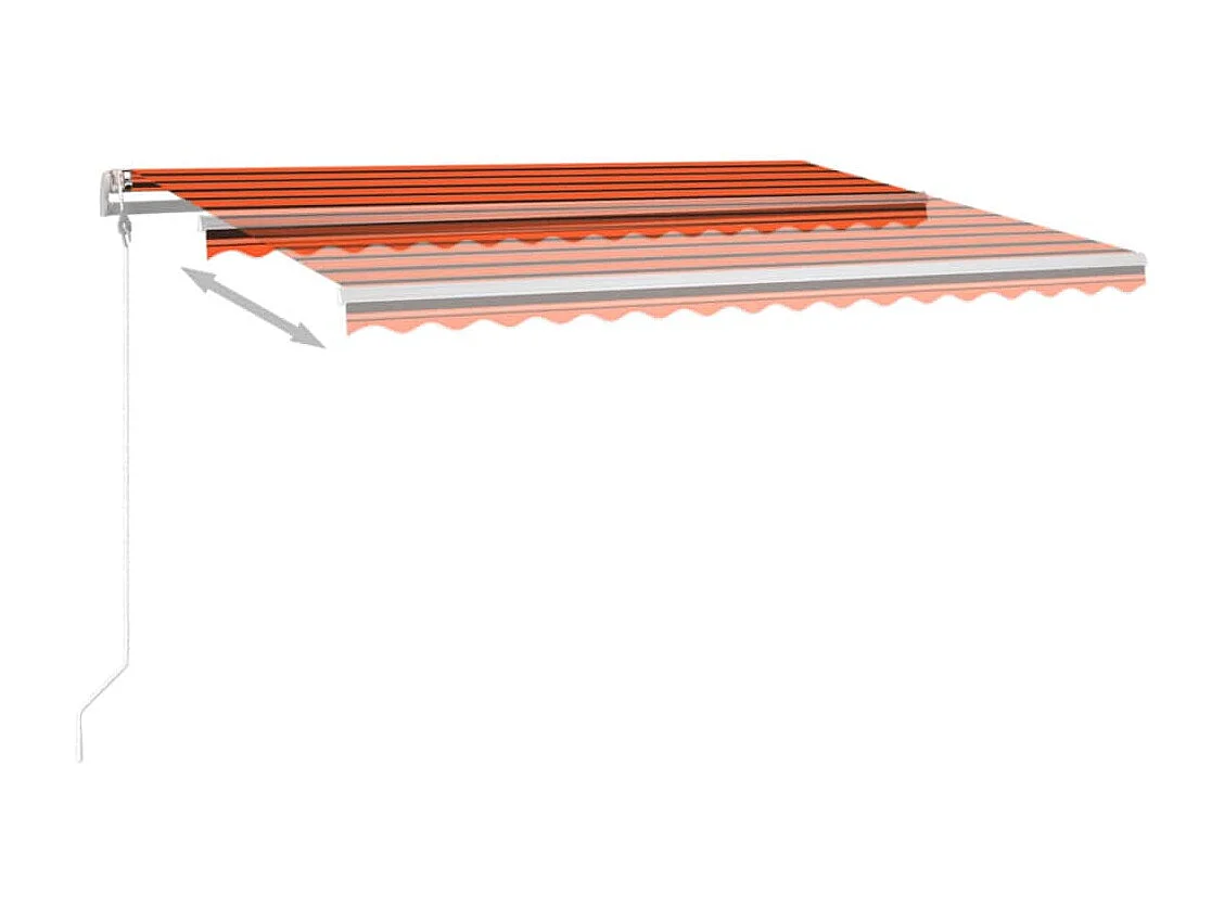 Tenda da Sole Retrattile Manuale LED 4x3 m Arancione Marrone