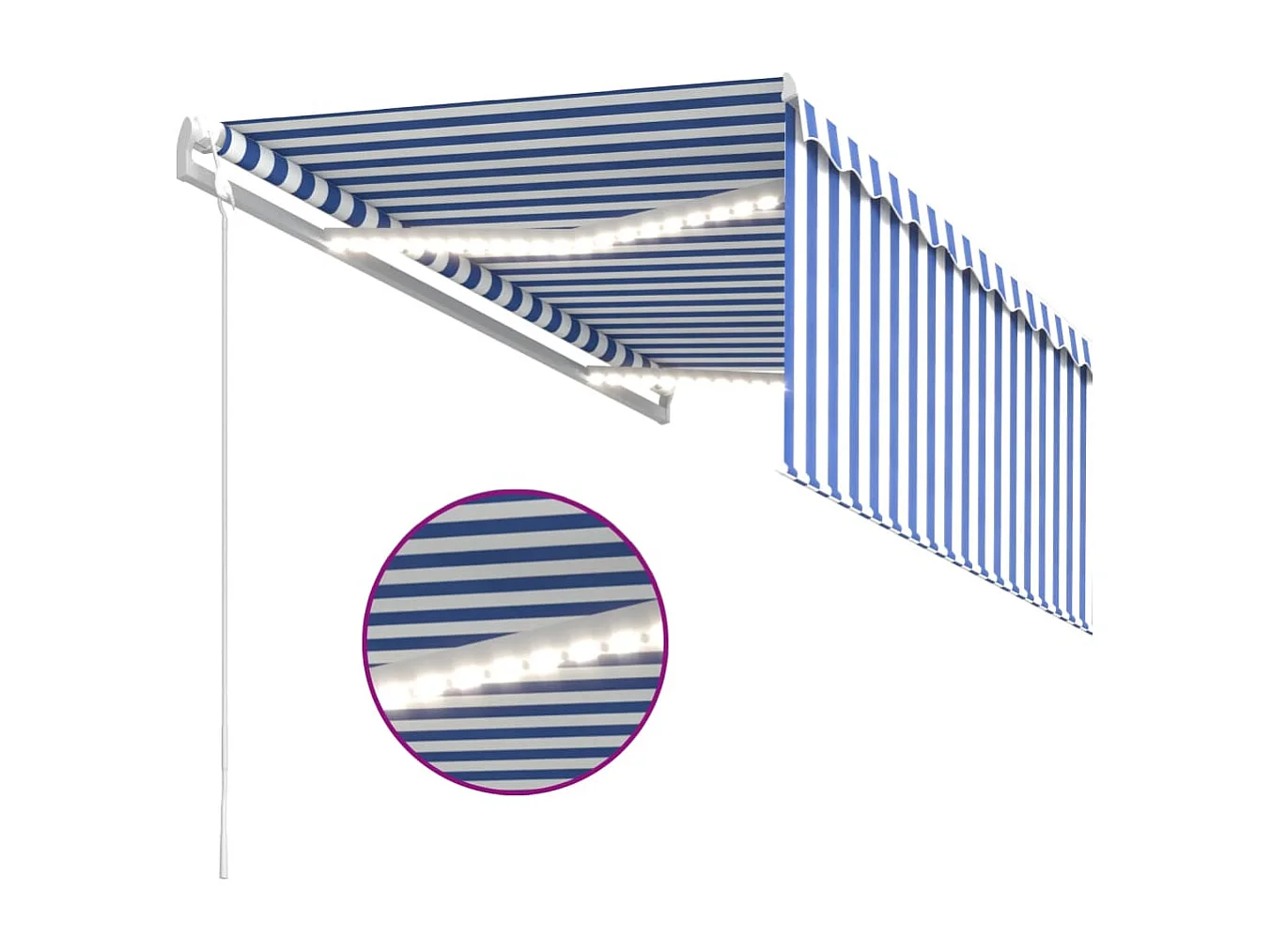 Auvent automatique store capteur de vent LED Bleu/blanc