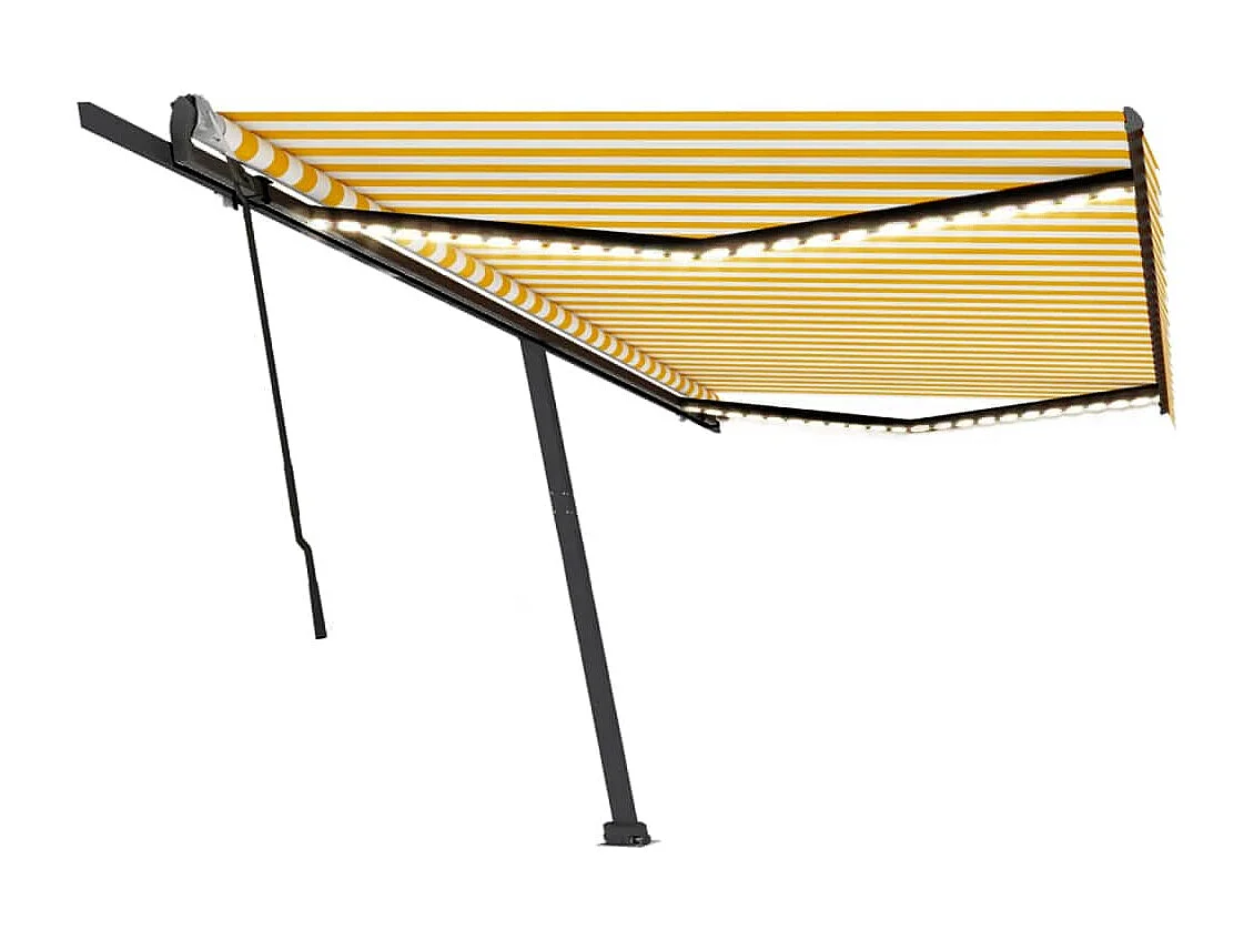 Toldo retráctil manual con luz LED amarillo y blanco 500x300 cm