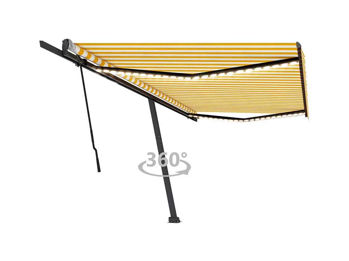 Luifel handmatig uittrekbaar met LED 500x300 cm geel en wit