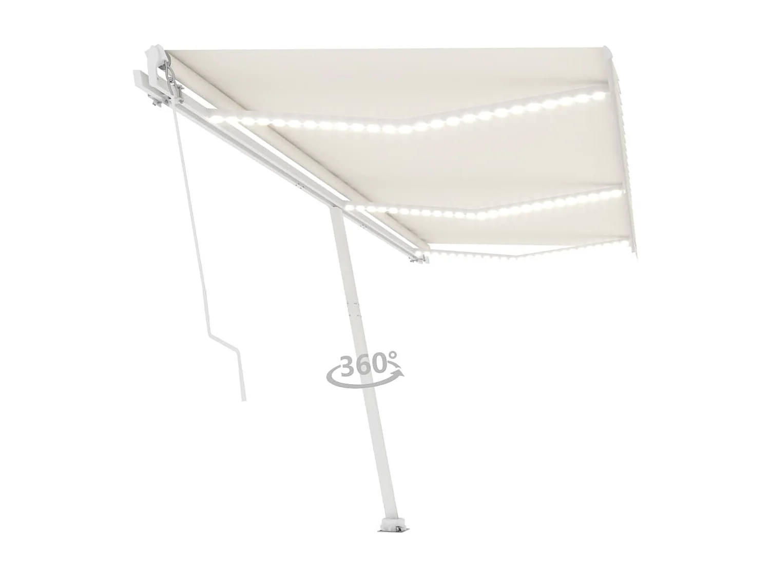 Auvent manuel rétractable avec LED 600x300 cm Crème