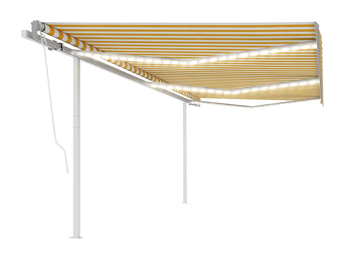 Tenda Automatica con Sensore Vento e LED 6x3 m Gialla Bianca