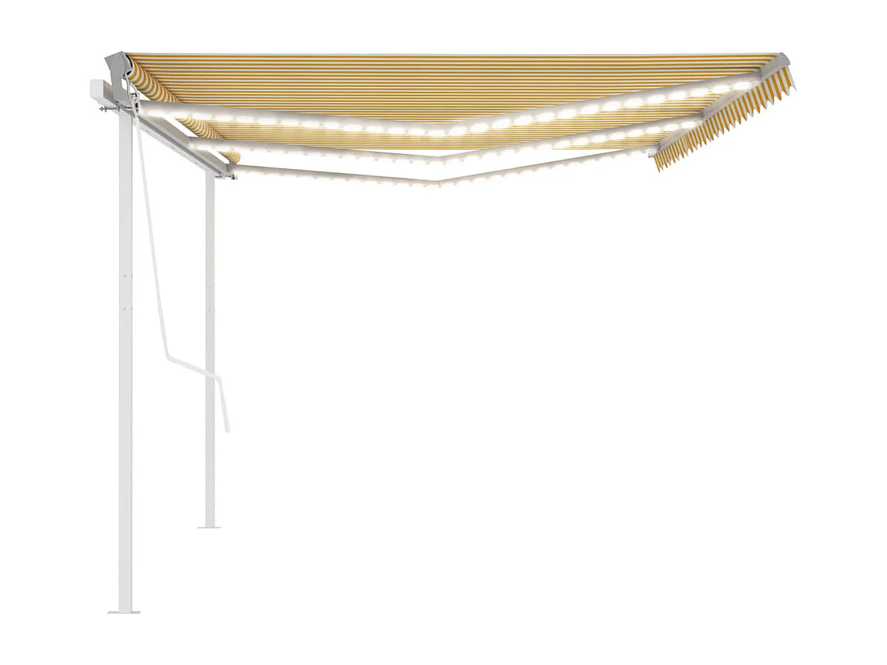 Tenda Automatica con Sensore Vento e LED 6x3 m Gialla Bianca